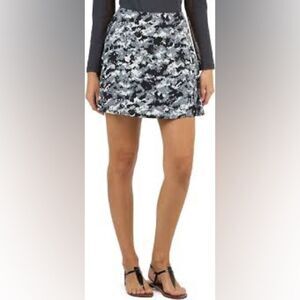 NWT VIVIENNE TAM 10 A-Line Urban Jungle Burnout Faux Suede Metallic Gray Skirt